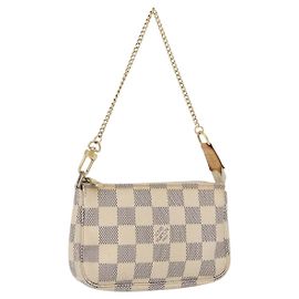 LOUIS VUITTON Mini Pochette Accessoires Damier Azur Pouch N63005 LV Auth 172435V