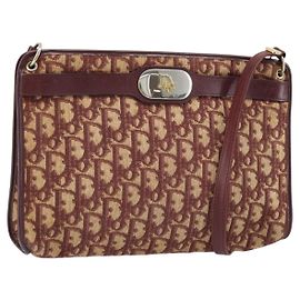 Borsa a Spalla in Tela Trotter Christian Dior Rossa Oro Auth LNZ038