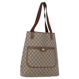 Borsa tote in PVC beige e oro della linea Sherry GG Supreme di GUCCI 16 002 4487 Auth 172743
