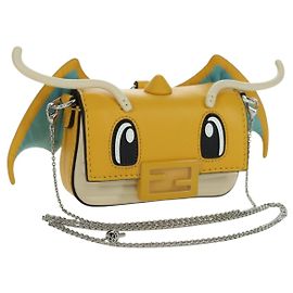 Borsa a secchiello Nano Drago in pelle FENDI x FRGMT x POKMON Gialla Auth 166961SM