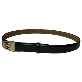 Céline Cinturón de cuero negro con estampado de serpiente Vintage Celine Paris