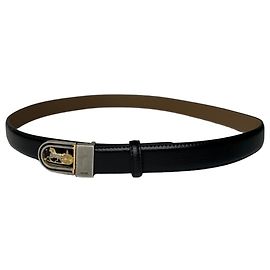 Céline Cintura in pelle nera con stampa a serpente vintage Celine