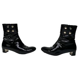 Stivali con tacco in pelle verniciata Gucci vintage neri EU36,5