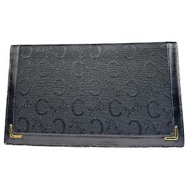 Céline Vintage Celine Paris Monogramm Leder Karten-/ID-Halter schwarz