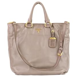 Prada grauer Leder 2-Wege Tote- und Schultertasche