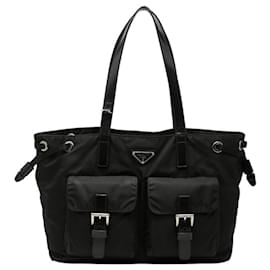 Borsa a mano con placca logo triangolare Prada