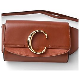 Borsa a spalla e vita in pelle marrone Chloé C