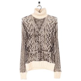 Maglione a collo alto in maglia trompe l'oeil da pescatore Jean Paul Gaultier AW04