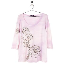 Balmain por Decarnin Top de bordado floral con hilo metálico de manga ¾ de los años 2010