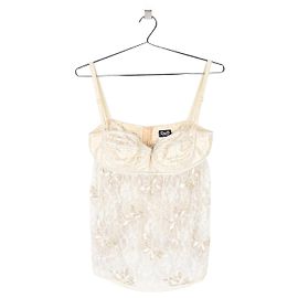 Top bustier in pizzo dorato con farfalla dei primi anni 2000 di Dolce & Gabbana
