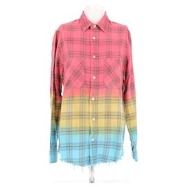 Camisa Amiri a cuadros tricolores rojos de algodón rosa