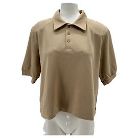 Autre Marque Polo camel con hombreras de algodón