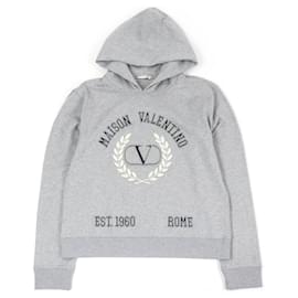 Valentino Logo bestickter Baumwoll-Nylon-Hoodie
