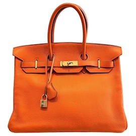 Hermès Birkin 35 em couro Togo laranja