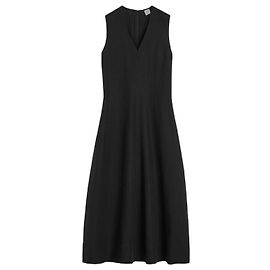 Vestido Totême preto de linho e lyocell com decote em V
