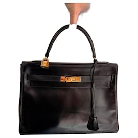 Borsa Hermès Kelly 32 in pelle box nera