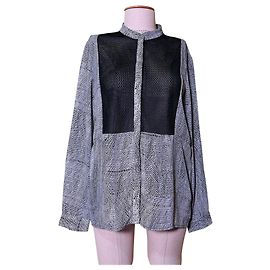 The Kooples Sport Mesh Top Shirt Schwarz Weiß