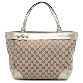Borsa Tote Mayfair in tela GG beige di Gucci