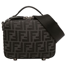 Borsa da viaggio mini Zucca in tela nera Fendi