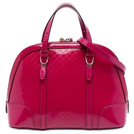 Borsa a mano piccola Nice in microguccissima rosa in vernice Gucci