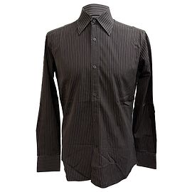 Camicia a righe con bottoni Gucci in cotone marrone