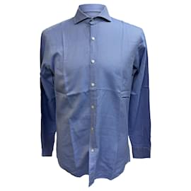 Camisa de botão texturizada Etro em algodão azul