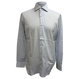 Camicia a righe con bottoni Trofeo Ermenegildo Zegna in cotone azzurro
