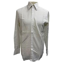 Camicia Button-Down in Cotone Bianco a Spina di Pesce di Gucci