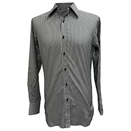 Camicia a righe con bottoni Gucci in cotone nero