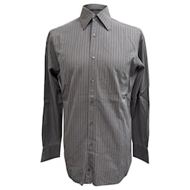 Camisa de botão listrada Gucci em algodão cinza