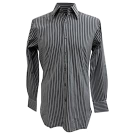 Camisa de botão listrada Gucci em algodão cinza