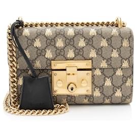 Borsa a Spalla Piccola Gucci GG Supreme Bee Padlock
