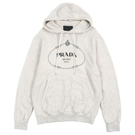 Prada Logo bestickter Baumwoll-Hoodie