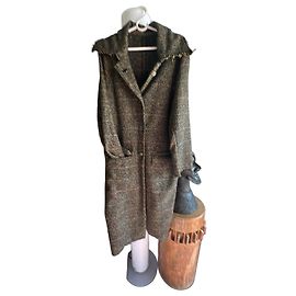 Autre Marque Abrigo de tweed con cuello de solapa