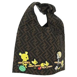 Borsa a mano FENDI Taroout in tela Zucca marrone nera Auth 173118SM