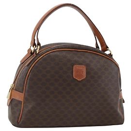 Céline Borsa a mano in tela Macadam CELINE in pelle PVC marrone oro Auth ep13628
