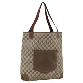 Borsa tote in PVC beige e rosso della linea Sherry GG Supreme di GUCCI 002 904 0222 Auth ka2984