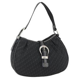 Borsa a Spalla in Tela Trotter Christian Dior Nera Argento Auth BSZ280SAV