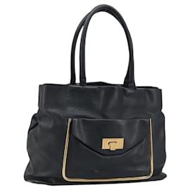 Chloe Sally Tote Tasche aus Leder Schwarz Gold Auth BA10963 - Chloé