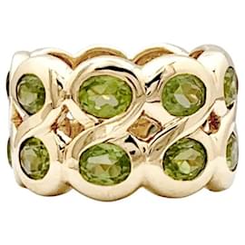 Autre Marque Gelbgold-Bandring mit Peridoten.