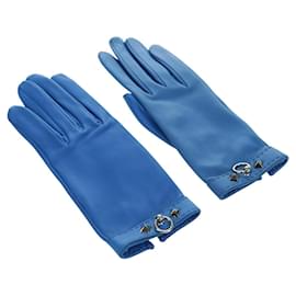 HERMES Medor Handschuhe Leder 6 1/2 Blau Auth ARZ096V - Hermès