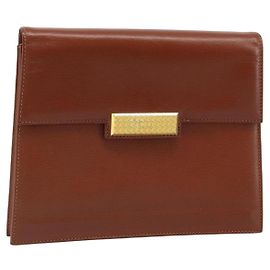 Borsa a mano Christian Dior in pelle marrone dorato Auth 173808