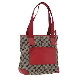 Borsa Tote GG in Tela Gucci Beige Argento 019 0402 3754 Auth 173842