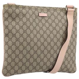 Borsa a Spalla GG Supreme in PVC Beige Argento di GUCCI 201446 Auth ki6557