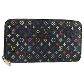 Louis Vuitton Zippy Geldbörse Monogram Multicolor Schwarz M60243 LV Auth bs33783