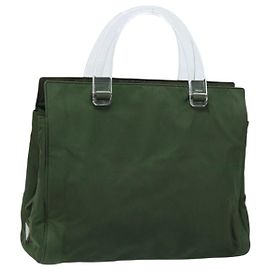 PRADA Borsa a mano in nylon khaki argento autentica 166225