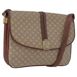 Céline Borsa a Spalla in Tela Macadam CELINE PVC Beige Oro Auth 166227
