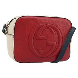 Borsa a Spalla in Pelle Rossa e Oro GUCCI 431567 Auth ka2941