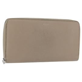 CELINE Long Wallet Leather Beige Silver Auth am10868 - Céline