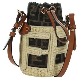Borsa Mamma Baguette in tela Zucca con catena Step Out FENDI marrone nero Auth 171470SAM